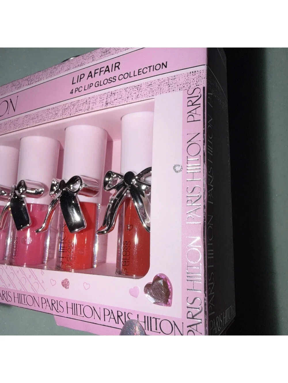 Paris Hilton Lip Affair 4 Pc Lip Gloss Set Pink Red Burgandy New Sealed